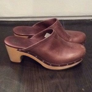 UGG Brown Leather Clogs